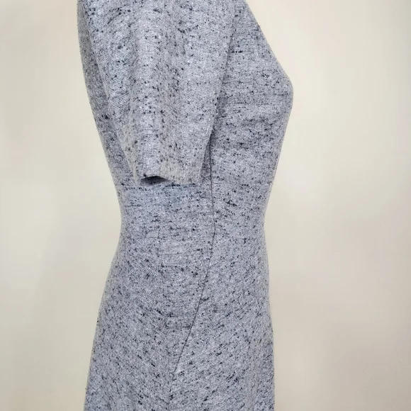 ZARA Speckled Mulberry Silk Wool Midi Dress Gray Woven A-line Dress XS - Picture 5 of 15